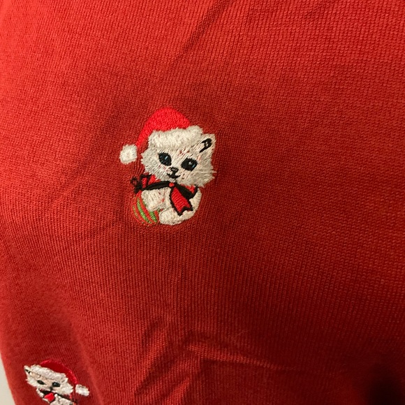 Royal Monk Sweet Santa Paws Embroidered Short Sleeve Red Sweater - Picture 4 of 6